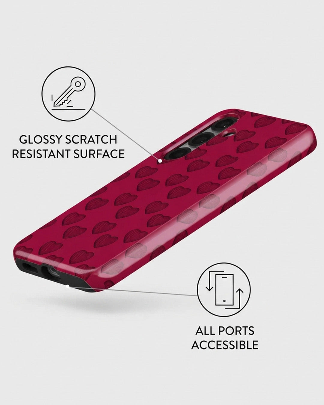 Red Heart Print Case for Samsung Galaxy S25
