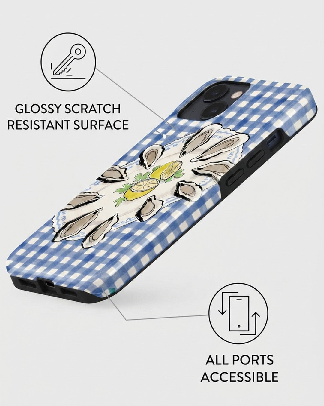 Oyster & Lemon Gingham iPhone 15 Case