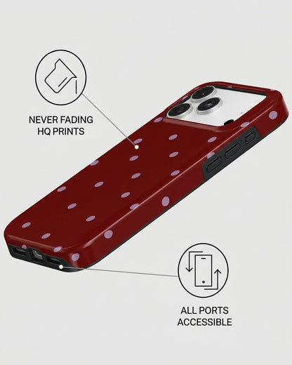 Burgundy Polka Dot iPhone 18 Pro Case