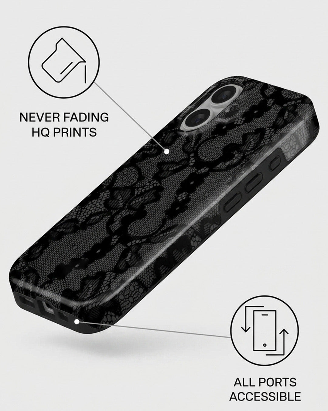 Black Lace iPhone 16 Case