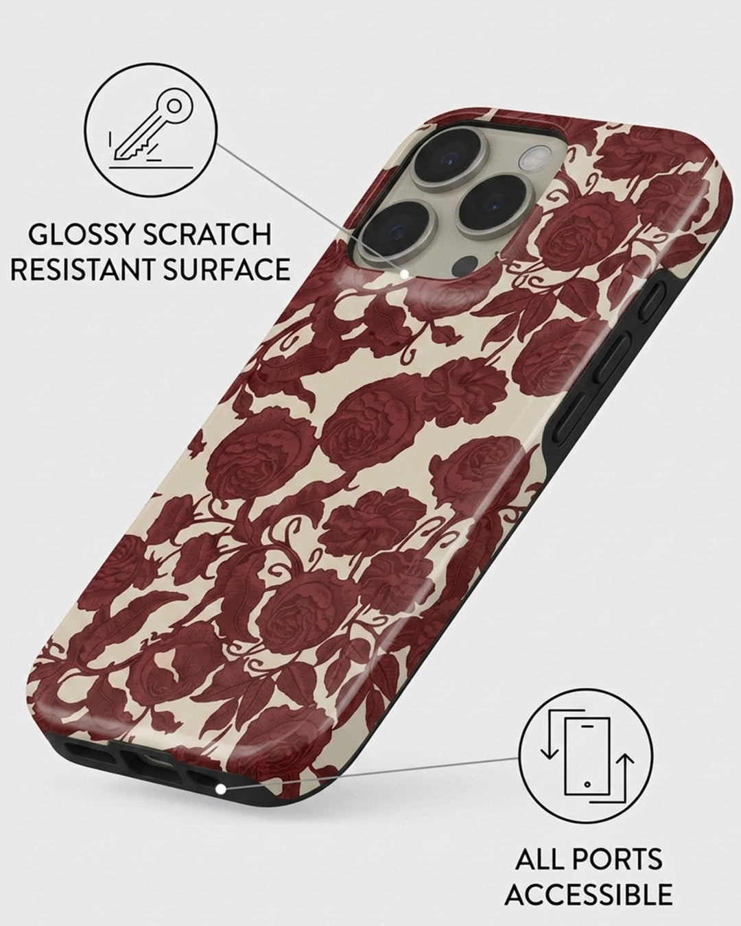 Burgundy Rose iPhone 16 Pro Max Case
