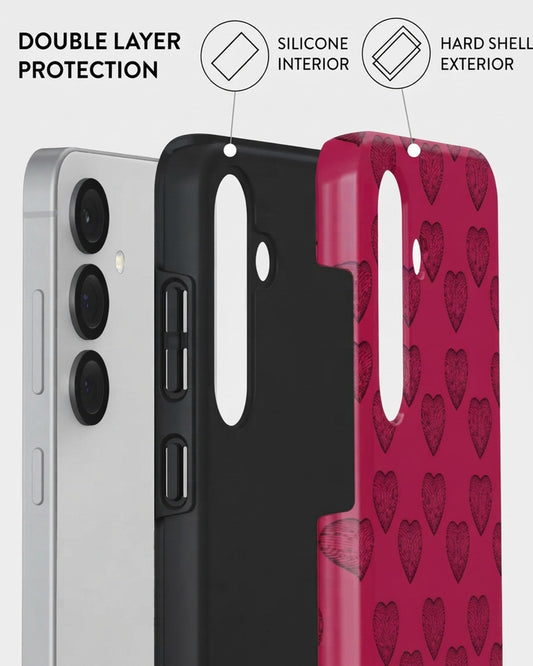 Red Heart Print Case for Samsung Galaxy S25