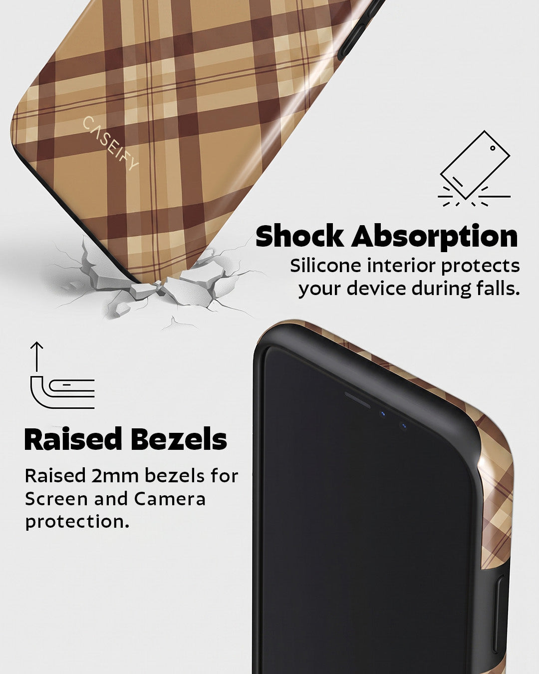 Brown Plaid Check iPhone XS Case