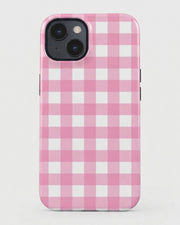 Pink Gingham Check iPhone 14 Plus Case