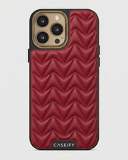 Red Quilted Leather iPhone 14 Pro Max Case