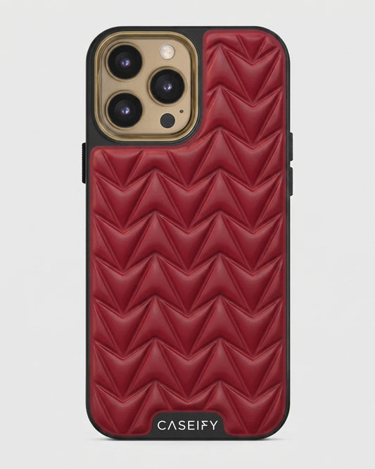 Red Quilted Leather iPhone 14 Pro Max Case