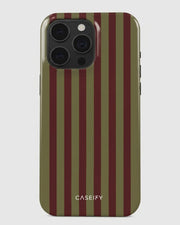 Olive & Maroon Stripe iPhone 15 Pro Case