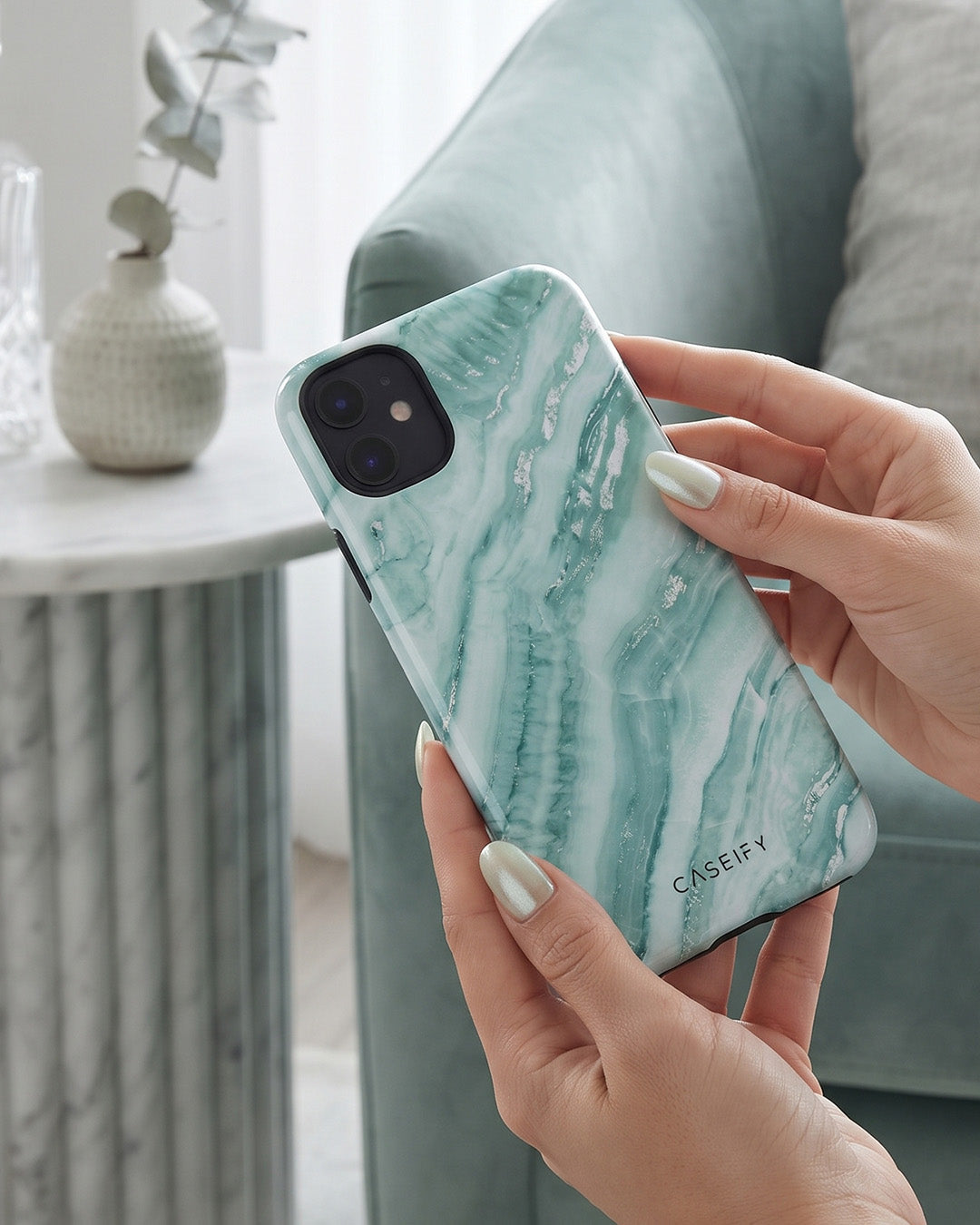 Mint Marble iPhone 12 Mini Case