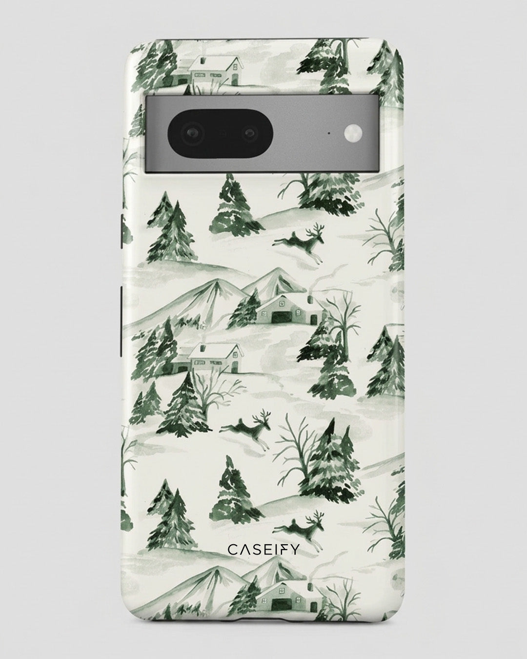 Winter Pine Forest Green Glossy Google Pixel 7 Case