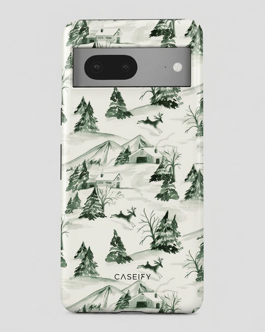 Winter Pine Forest Green Glossy Google Pixel 7 Case