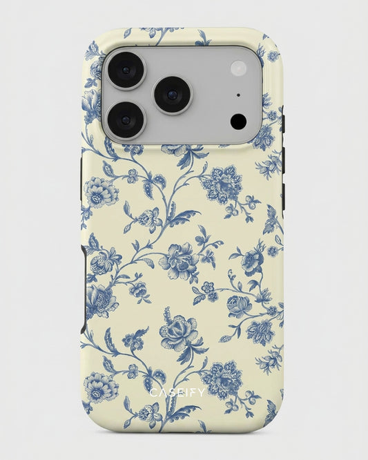 Blue Toile Floral iPhone 17 Pro Case