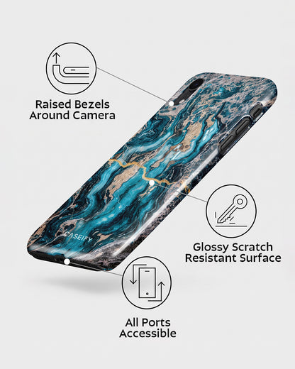 Teal Gold Marble iPhone XR Case