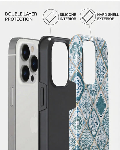 Teal Moroccan Tile iPhone 14 Pro Max Case