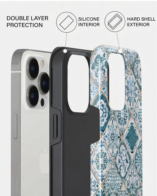 Teal Moroccan Tile iPhone 14 Pro Max Case