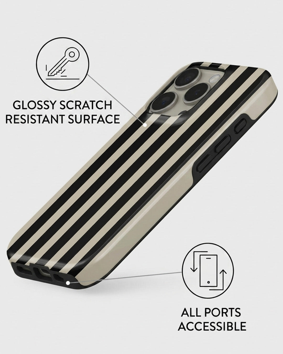 Black & Tan Stripe iPhone 16 Pro Case
