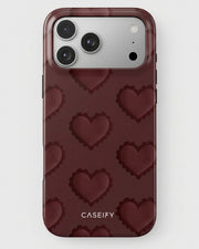 Embossed Burgundy Heart iPhone 18 Pro Max Case