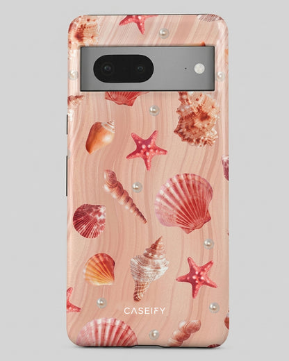 Coral Pink Seashells Glossy Google Pixel 7 Case