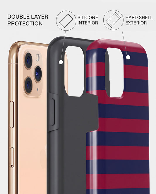 Navy Burgundy Stripe iPhone 11 Pro Case