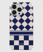 Navy Diamond Check iPhone 14 Pro Max Case