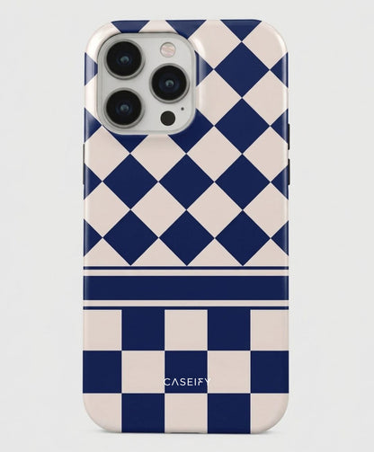 Navy Diamond Check iPhone 14 Pro Max Case