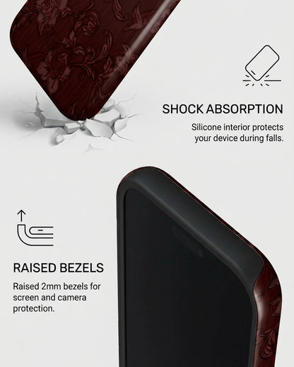 Burgundy Damask iPhone 17 Pro Case