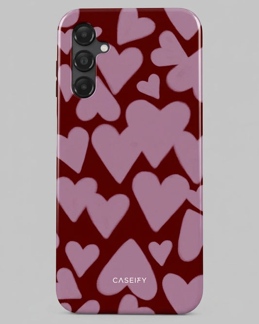 Pink Heart on Maroon Samsung Galaxy A25 Case