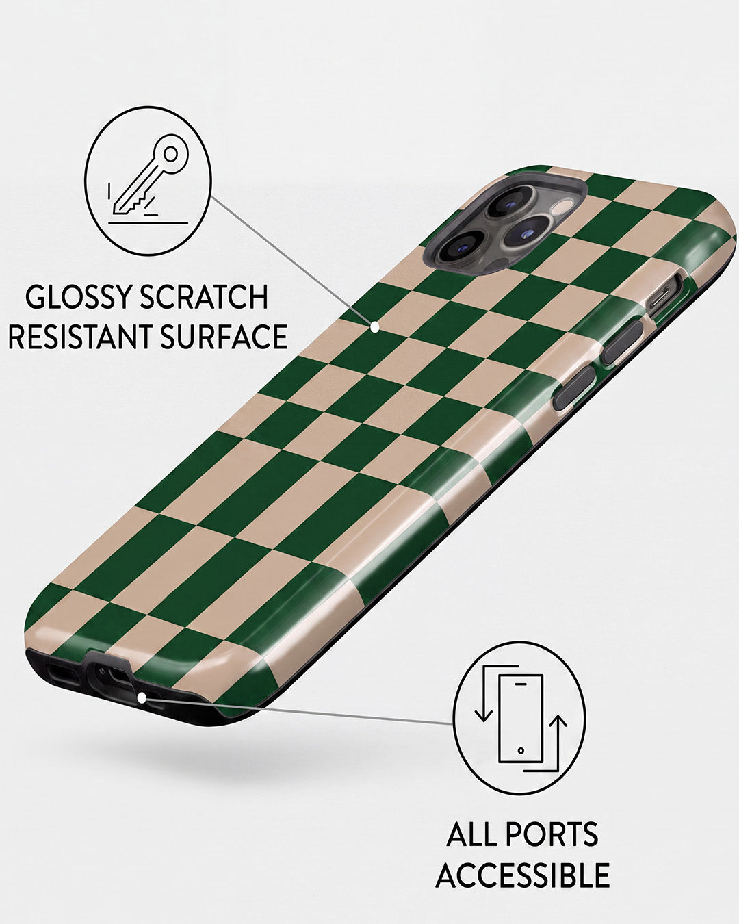 Green Checkerboard iPhone 12 Pro Case