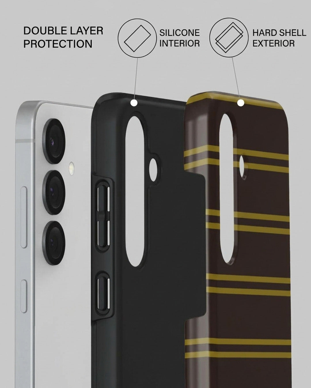Brown Gold Striped Case for Samsung Galaxy S25 Plus