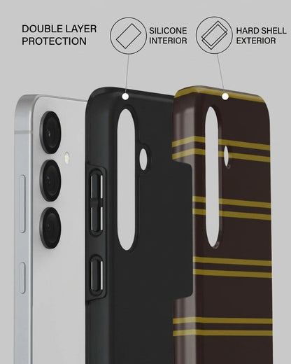 Brown Gold Striped Case for Samsung Galaxy S25 Plus
