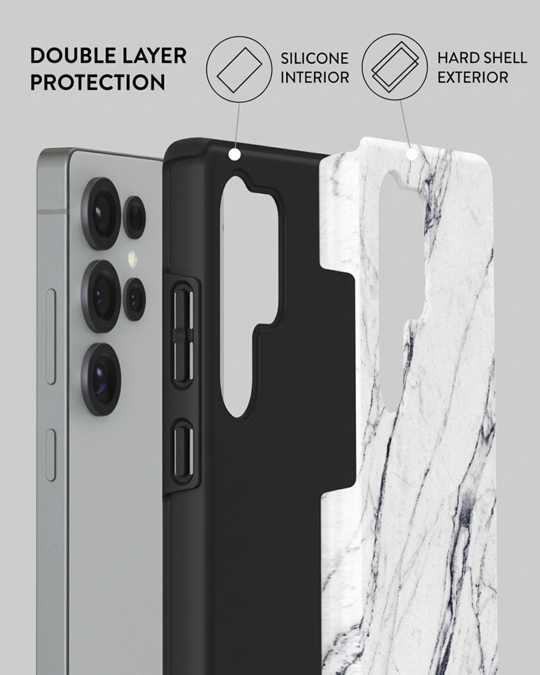 White Marble Case for Samsung Galaxy S25 Ultra