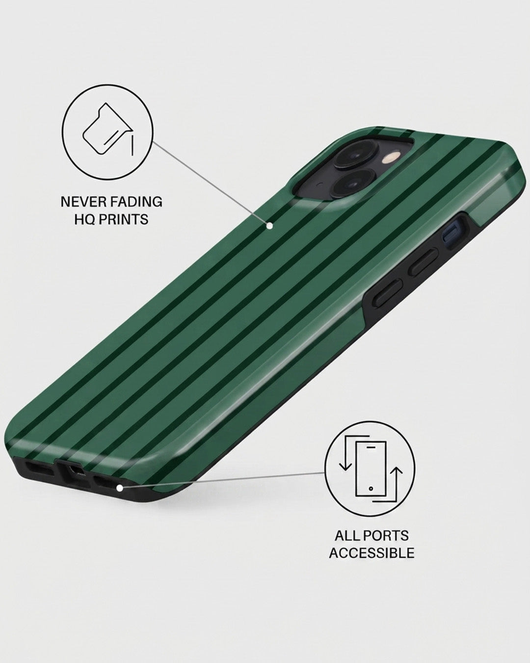 Green Pinstripe iPhone 15 Case