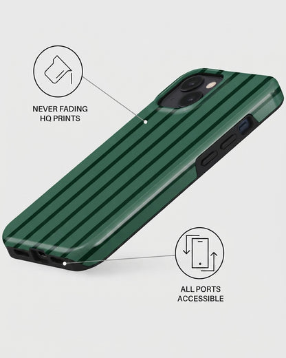 Green Pinstripe iPhone 15 Case