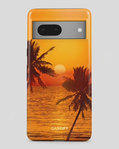 Tropical Sunset Orange Glossy Google Pixel 7 Case