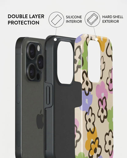 Retro Flower Doodle iPhone 15 Pro Max Case