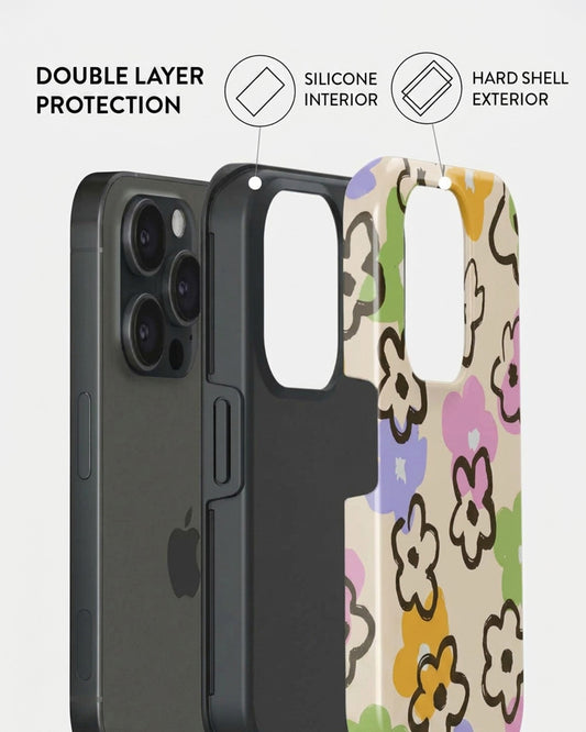 Retro Flower Doodle iPhone 15 Pro Max Case