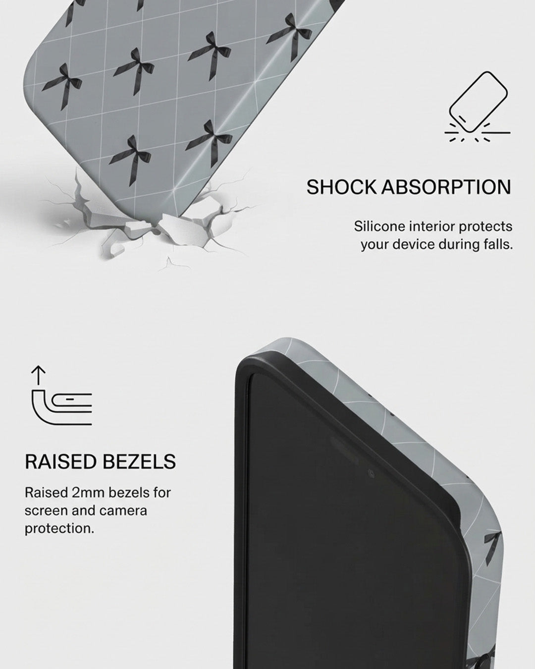 Grey Bow Print iPhone 18 Pro Max Case
