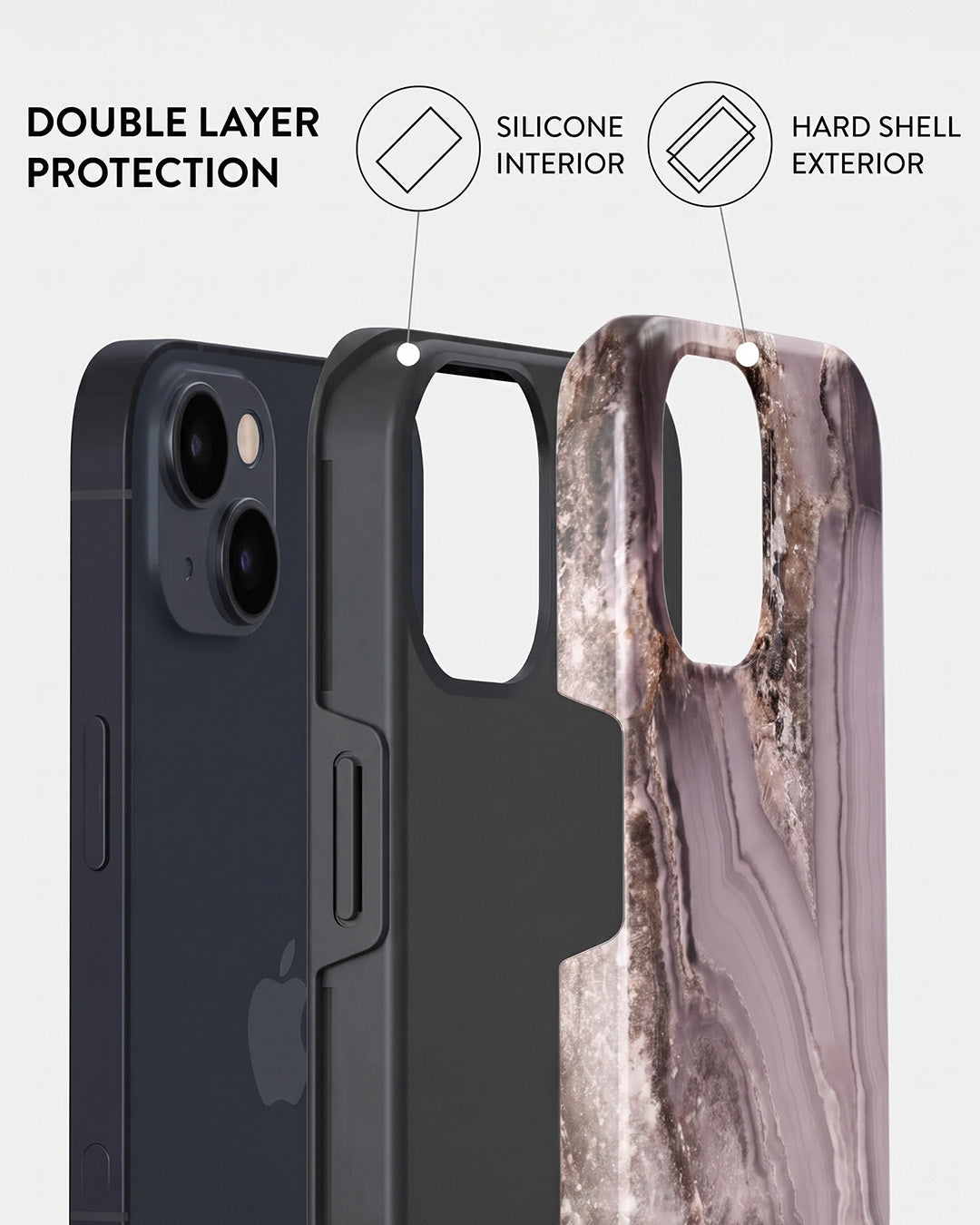 Mauve Grey Agate Marble iPhone 13 mini Case
