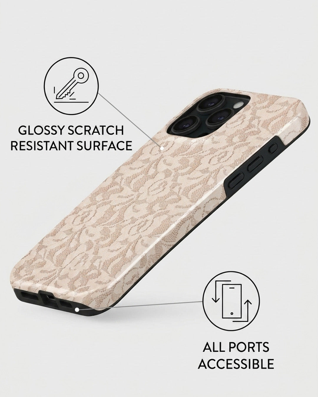 Ivory Lace iPhone 15 Pro Case