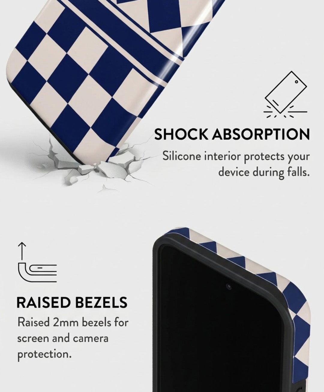 Navy Diamond Check iPhone 14 Pro Max Case