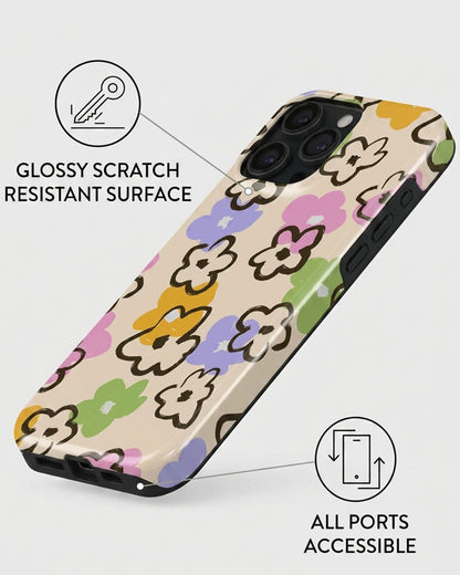 Retro Flower Doodle iPhone 15 Pro Max Case