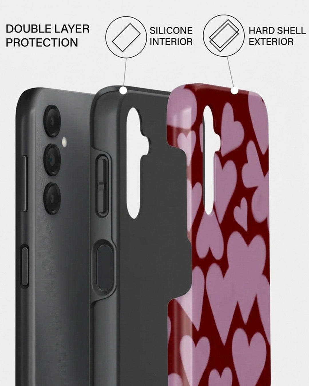 Pink Heart on Maroon Samsung Galaxy A25 Case