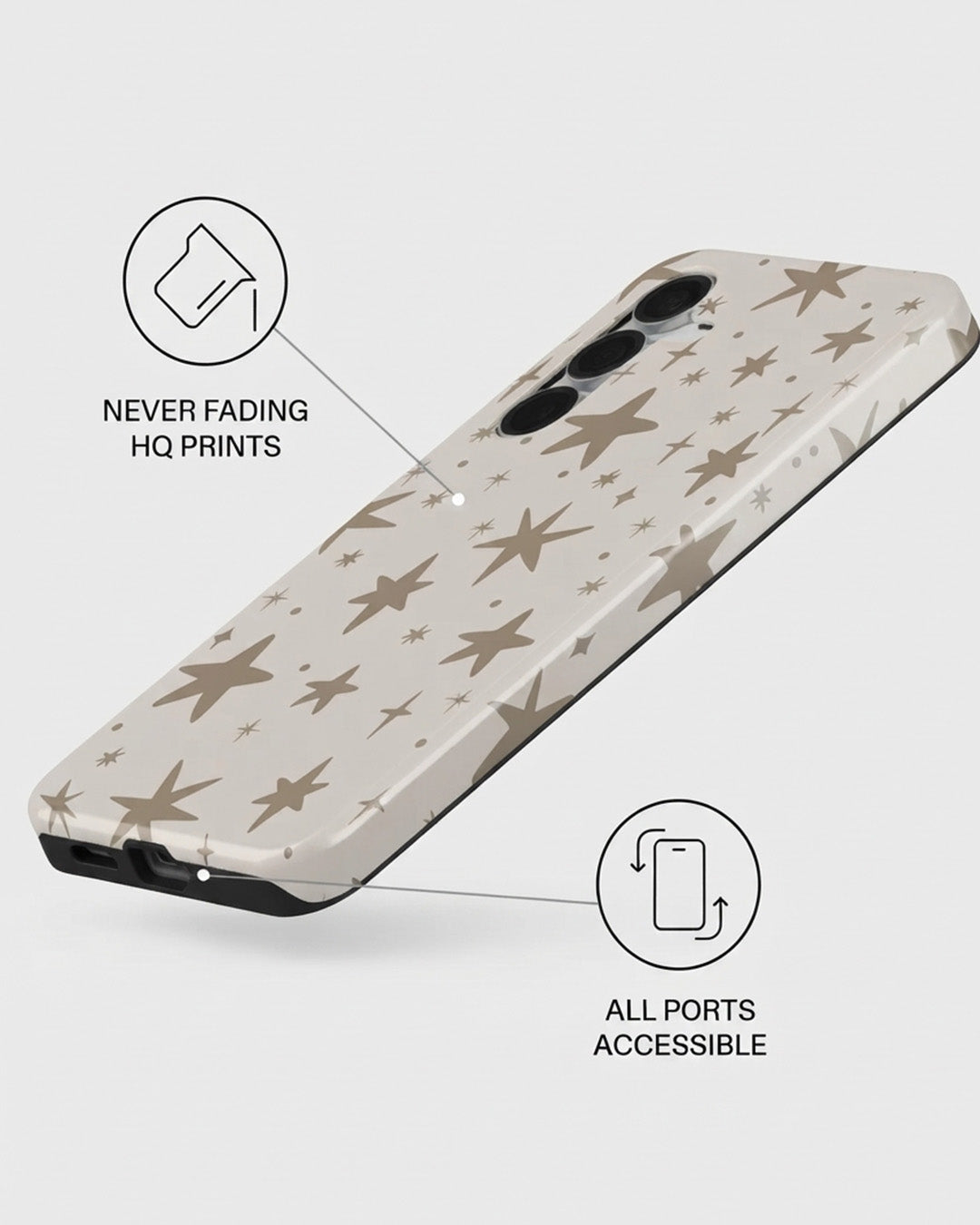 Beige Star Print Case for Samsung Galaxy S25 FE