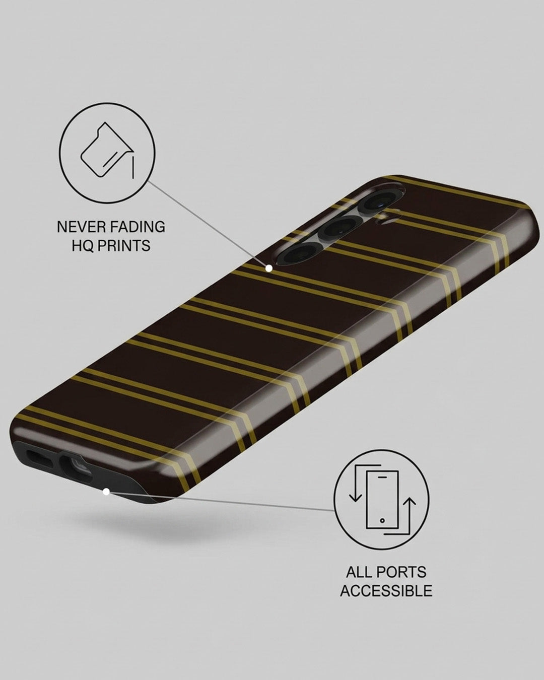 Brown Gold Striped Case for Samsung Galaxy S25 Plus