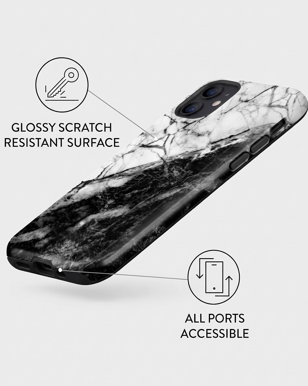 Black & White Marble iPhone 12 Mini Case