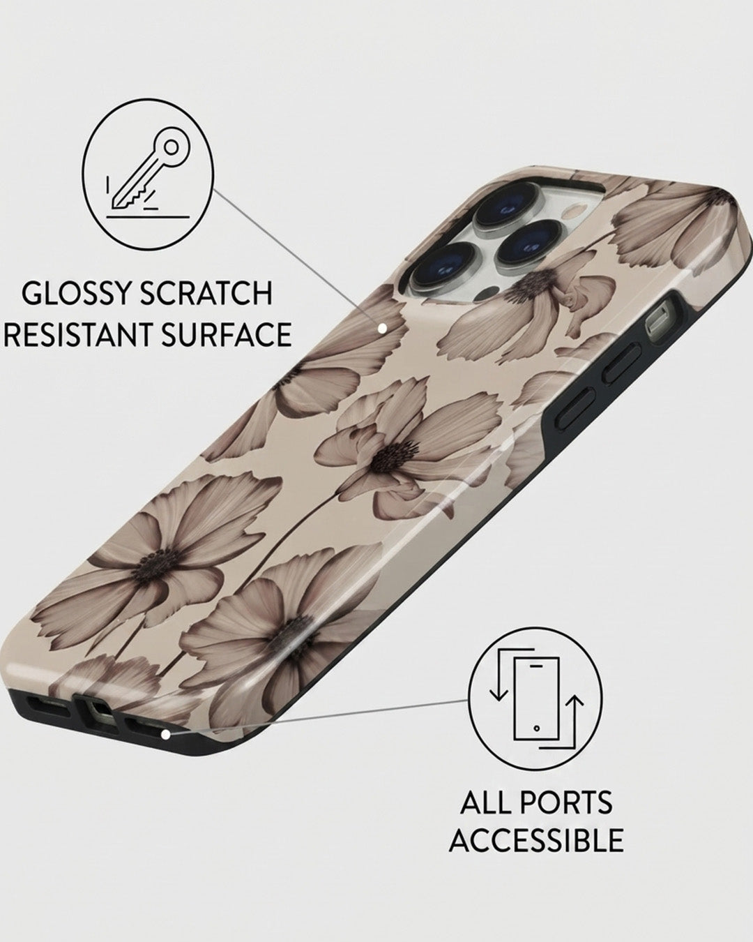 Sepia Cosmos Flower iPhone 14 Pro Max Case