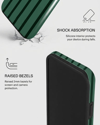 Green Pinstripe iPhone 15 Case