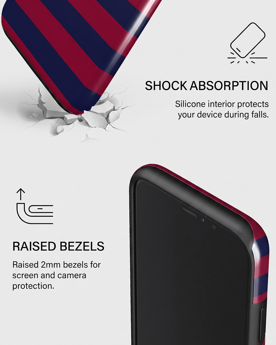 Navy Burgundy Stripe iPhone 11 Pro Case