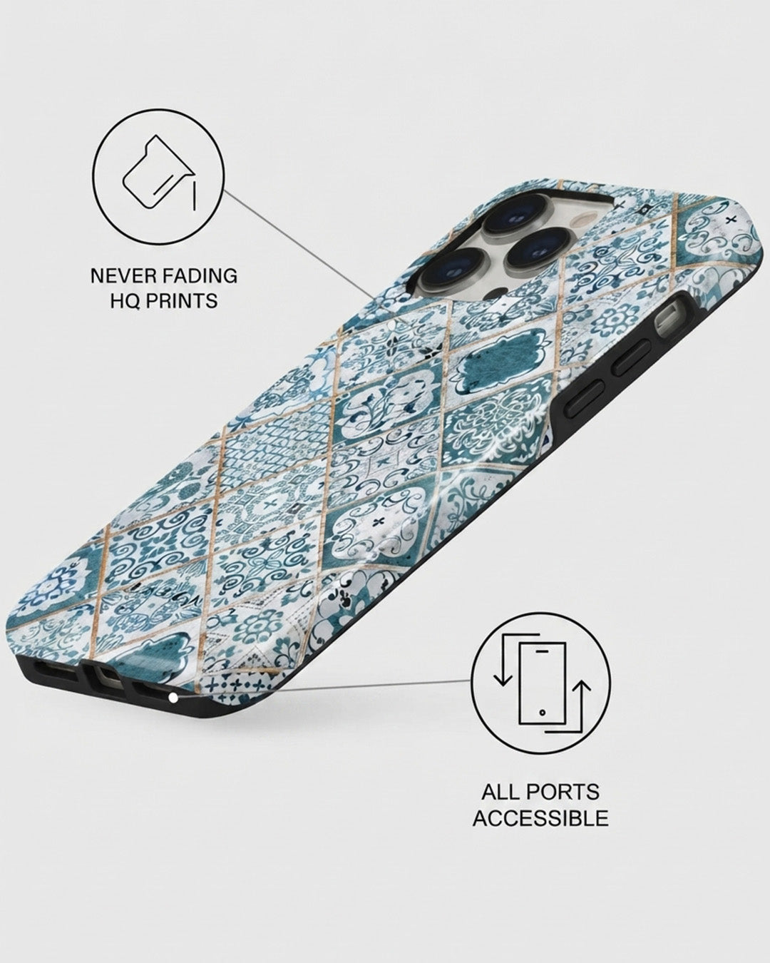 Teal Moroccan Tile iPhone 14 Pro Max Case