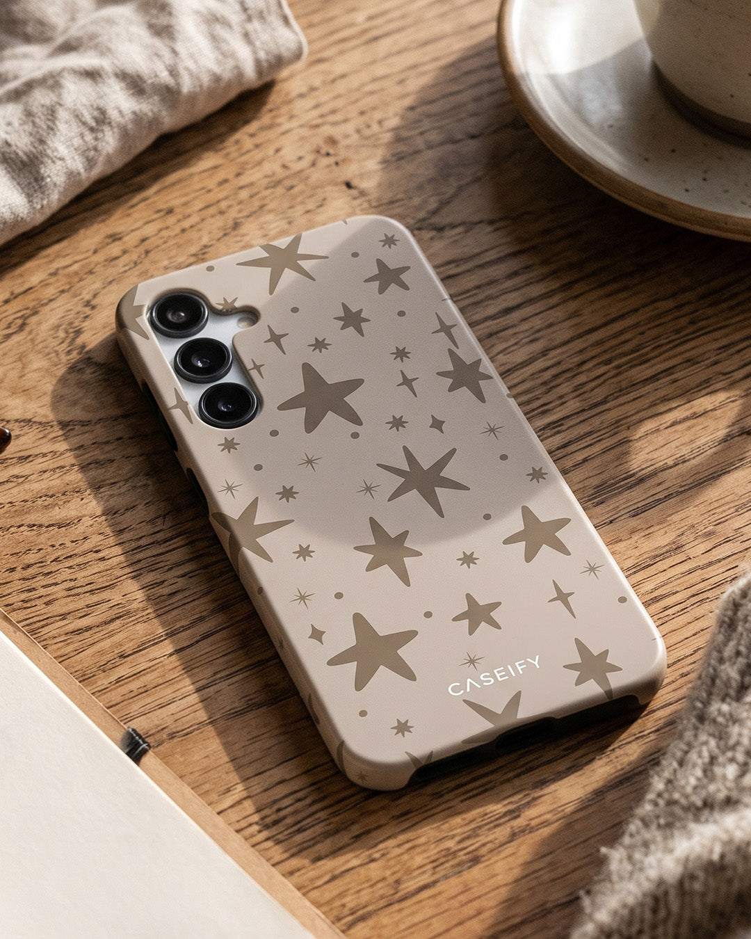Beige Star Print Case for Samsung Galaxy S25 FE