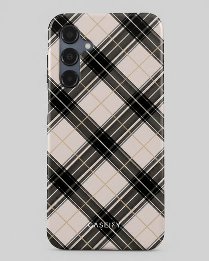 Black & Cream Tartan Plaid Samsung Galaxy A16 Case
